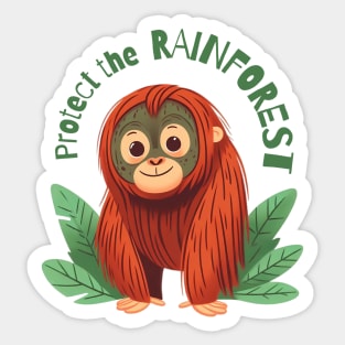 Protect the rainforest - Baby Orangutan Sticker